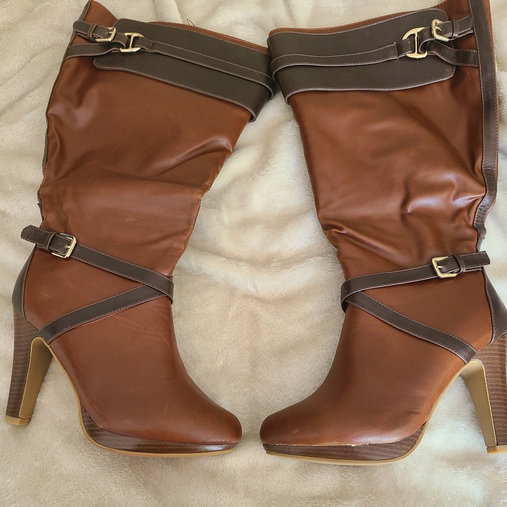 Brown Leather Knee Boots